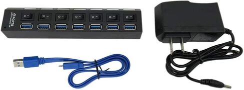USonline911 USB 3.0 HUB 7-Ports with Switch Charger Switch Splitter Powered AC Adapter 7-Port PC Laptop Desktop in Saudi Arabia