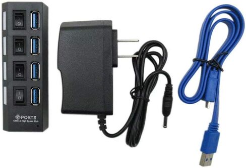 USonline911 USB 3.0 Hub Charger Switch Splitter Powered AC Adapter 4-Port PC Laptop Desktop in Saudi Arabia