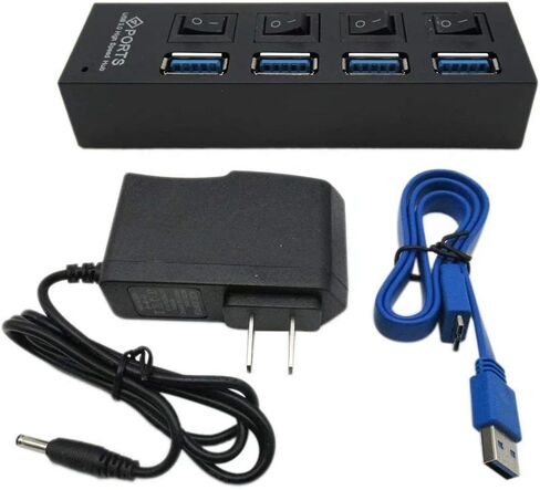 USonline911 USB 3.0 Hub Charger Switch Splitter Powered AC Adapter 4-Port PC Laptop Desktop in Saudi Arabia