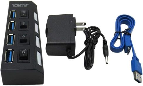 USonline911 USB 3.0 Hub Charger Switch Splitter Powered AC Adapter 4-Port PC Laptop Desktop in Saudi Arabia