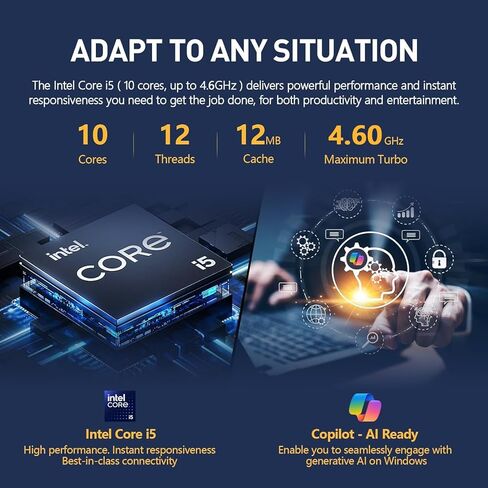 كمبيوتر محمول ASUS Vivobook للأعمال 2025-2026، Microsoft Office مدى الحياة، Copilot، شاشة 14 بوصة FHD، وحدة معالجة مركزية Intel i5 10-Core، ذاكرة وصول عشوائي 24 جيجابايت، تخزين 1 تيرابايت (512 جيجابايت SSD + 500 جيجابايت تحويلة)، MarxsolAccessory، Win 11  in Kuwait
