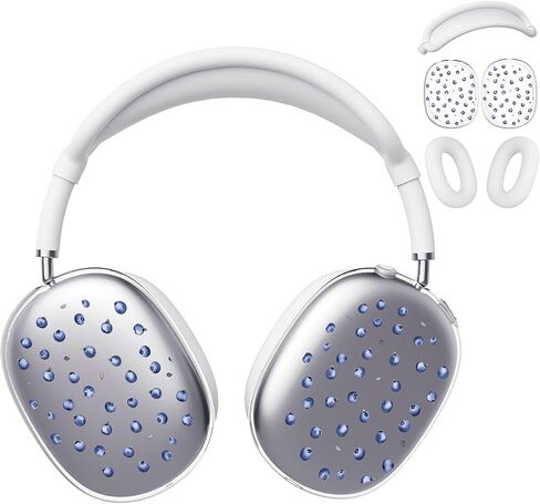 غطاء سماعة الرأس لـ AirPods Max، أغطية أكواب الأذن الشفافة اللطيفة، غطاء وسادة الأذن من السيليكون الأبيض لغطاء رأس Apple AirPods Max in Kuwait
