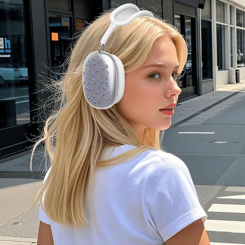 غطاء سماعة الرأس لـ AirPods Max، أغطية أكواب الأذن الشفافة اللطيفة، غطاء وسادة الأذن من السيليكون الأبيض لغطاء رأس Apple AirPods Max in Kuwait