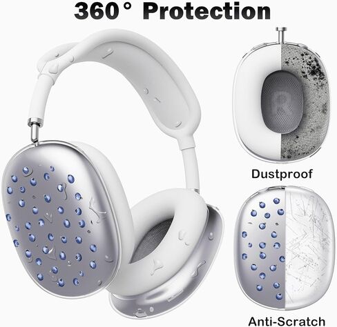 غطاء سماعة الرأس لـ AirPods Max، أغطية أكواب الأذن الشفافة اللطيفة، غطاء وسادة الأذن من السيليكون الأبيض لغطاء رأس Apple AirPods Max in Kuwait