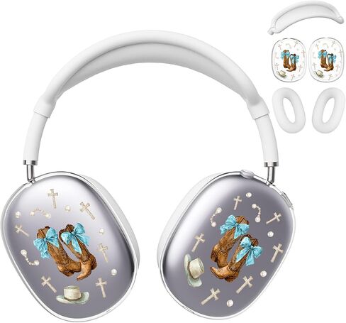 غطاء سماعة الرأس لـ AirPods Max، أغطية أكواب الأذن الشفافة اللطيفة، غطاء وسادة الأذن من السيليكون الأبيض لغطاء رأس Apple AirPods Max in Kuwait
