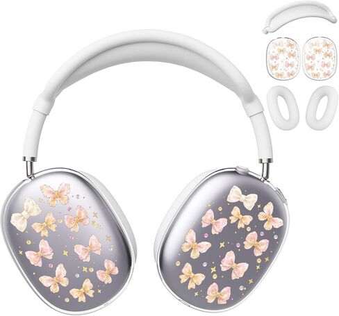 غطاء سماعة الرأس لـ AirPods Max، أغطية أكواب الأذن الشفافة اللطيفة، غطاء وسادة الأذن من السيليكون الأبيض لغطاء رأس Apple AirPods Max in Kuwait