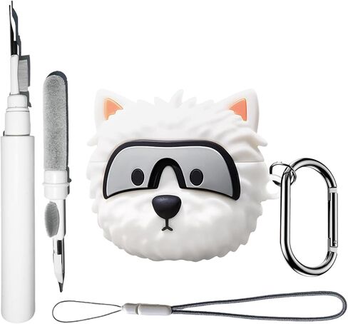حافظة كرتونية متوافقة مع AirPods Pro 3 مع قلم تنظيف حبل سلسلة المفاتيح، نمط قرش مضحك لطيف، غطاء سيليكون ناعم مضاد للسقوط للرجال والنساء in Kuwait