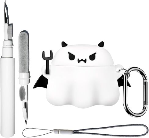 Cartoon Case Compatible with AirPods Pro 3 with Keychain Lanyard Cleaning Pen,Cute Funny Shark Pattern,Soft Silicone Anti-Fall Cover Men Women in Saudi Arabia
