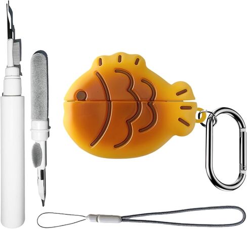 Cartoon Case Compatible with AirPods Pro 3 with Keychain Lanyard Cleaning Pen,Cute Funny Shark Pattern,Soft Silicone Anti-Fall Cover Men Women in Saudi Arabia