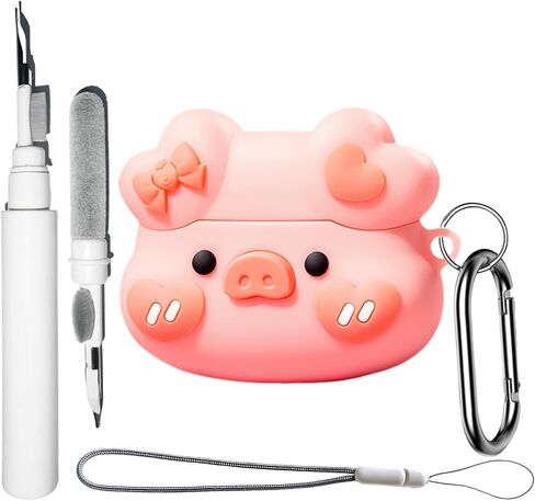 Cartoon Case Compatible with AirPods Pro 3 with Keychain Lanyard Cleaning Pen,Cute Funny Shark Pattern,Soft Silicone Anti-Fall Cover Men Women in Saudi Arabia
