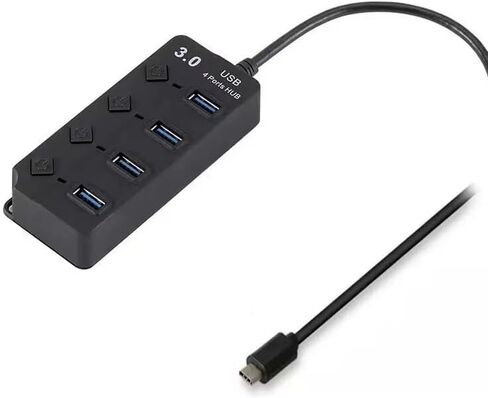 موزع USB C 3.0، مقسم موسع USB لأجهزة الكمبيوتر المحمول مع مفتاح فردي، محور تمديد محول USB متعدد المنافذ من 1 إلى 4 لأجهزة الكمبيوتر (USB C إلى 4 منافذ USB 3.0 مع التحكم في التبديل وضوء المؤشر) in Kuwait