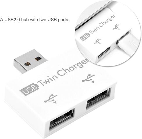 محول USB مقسم ذكر إلى 2 أنثى، محول تمديد USB 2.0 1 ذكر إلى 2 أنثى، محور USB 2.0 بمنفذين لمزامنة شحن البيانات (أبيض) in Kuwait