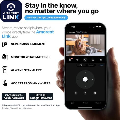 كاميرا Amcrest Link 4MP WiFi داخلية، اكتشاف الإنسان، تتبع الحركة، مع صوت ثنائي الاتجاه، كاميرا IP لاسلكية قابلة للإمالة (طاقة سلكية)، رؤية ليلية 30 قدمًا، صفارة إنذار مدمجة، AL-P401W in Kuwait