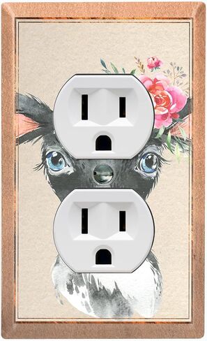 Metal Light Switch Plate Cover Cute Baby Animal Cow ANM043 in Saudi Arabia