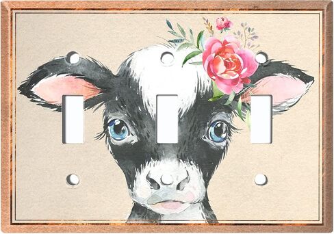 Metal Light Switch Plate Cover Cute Baby Animal Cow ANM043 in Saudi Arabia