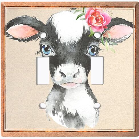 Metal Light Switch Plate Cover Cute Baby Animal Cow ANM043 in Saudi Arabia