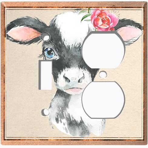 Metal Light Switch Plate Cover Cute Baby Animal Cow ANM043 in Saudi Arabia