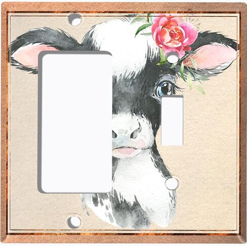 Metal Light Switch Plate Cover Cute Baby Animal Cow ANM043 in Saudi Arabia
