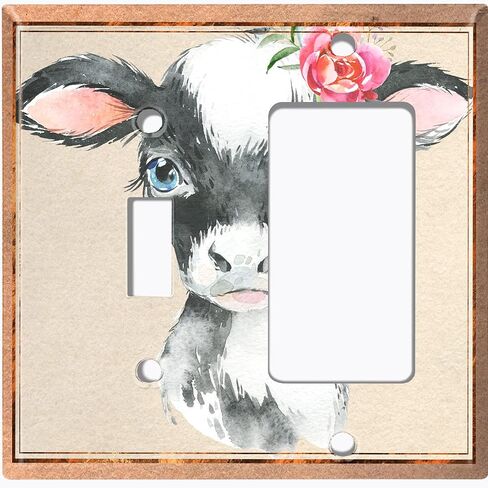 Metal Light Switch Plate Cover Cute Baby Animal Cow ANM043 in Saudi Arabia