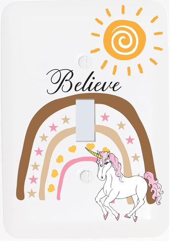 Boho Unicorn Sun and Rainbow Girls Light Switch Plate and Outlet Covers Bohemian Wall Plate Nursery Decor (Double Toggle) in Kuwait