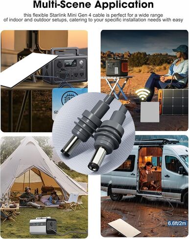كابل ستارلينك ميني، 6.6 قدم/2 متر 16AWG بديل كابل طاقة ستارلينك ميني دي سي ملحقات ستارلينك ميني، سلك طاقة ستارلينك ميني مقاوم للماء للخارج - رمادي in Kuwait