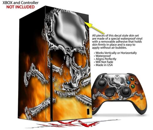 WraptorSkinz Skin Decal Vinyl Wrap compatible with the XBOX Series X Console and Controller - Chrome Skull on Fire (GAMING CONSOLE NOT INCLUDED) in Saudi Arabia