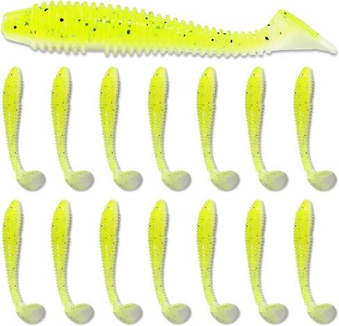 Soft Plastic Paddle Tail Swimbaits Pack of 15 – 3" Soft Plastic Fishing Lures with Extra-Large Tail for Lifelike Swimming Action – Freshwater & Saltwater in Saudi Arabia