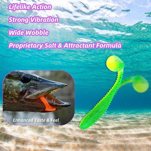 Soft Plastic Paddle Tail Swimbaits Pack of 15 – 3" Soft Plastic Fishing Lures with Extra-Large Tail for Lifelike Swimming Action – Freshwater & Saltwater in Saudi Arabia