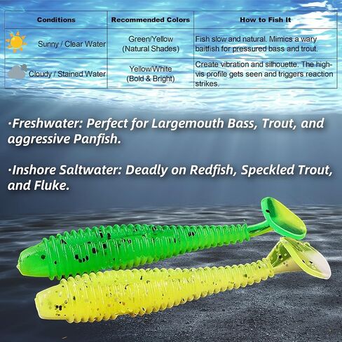 Soft Plastic Paddle Tail Swimbaits Pack of 15 – 3" Soft Plastic Fishing Lures with Extra-Large Tail for Lifelike Swimming Action – Freshwater & Saltwater in Saudi Arabia