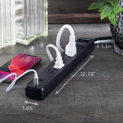 CyberPower CSP604UC واقي التيار الزائد، 1500J، 6 منافذ، 1 USB-A، 1 USB-C، سلك طاقة 4 أقدام، أسود، ETL in Saudi Arabia