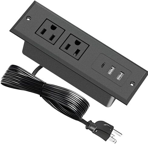 قطاع طاقة مجوف، محطة شحن محول طاقة مثبتة على السطح مع قابس USB C، واقي من زيادة التيار، موسع مخرج مخفي مع سلك تمديد لطاولة أثاث المكتب، سرير منضدة (أبيض) in Kuwait