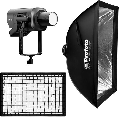 مصباح Profoto L600C LED CCT واسع للغاية مع حزمة تعتيم خالية من الوميض مع صندوق سوفت بوكس ​​مستطيل 2 × 3 بوصة وشبكة ناعمة 2 × 3 بوصة (3 قطع) in Kuwait