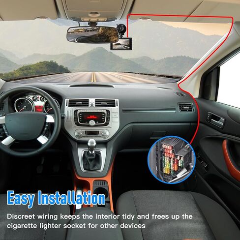 Dash Cam Hardwire Kit with 8 Fusess 12V 24V to 5V 3A Digital Display Dash Camera Power Cord for 24H Parking Monitoring,Car Camera Charger Power Cord,Low Voltage Protect (Type-C Elbow) in Kuwait