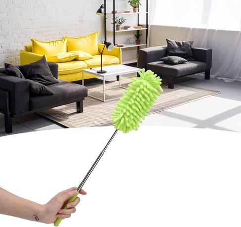 Microfiber Duster with Extension Pole, Stainless Steel Handheld Telescopic Duster Ceiling Fan Cleaner Duster for Blinds Fan Desk Ceiling Cabinet Cupboard Cleaning in Saudi Arabia