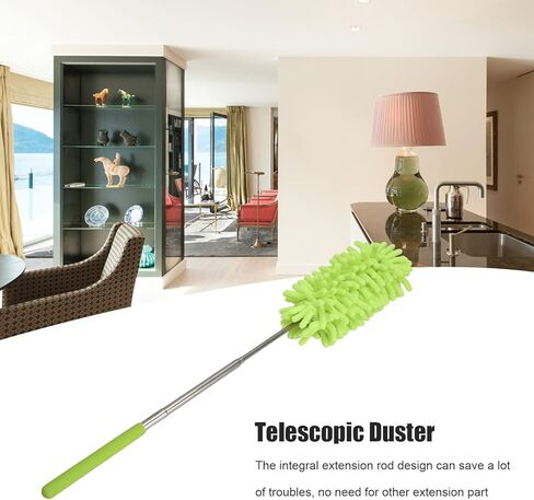Microfiber Duster with Extension Pole, Stainless Steel Handheld Telescopic Duster Ceiling Fan Cleaner Duster for Blinds Fan Desk Ceiling Cabinet Cupboard Cleaning in Saudi Arabia