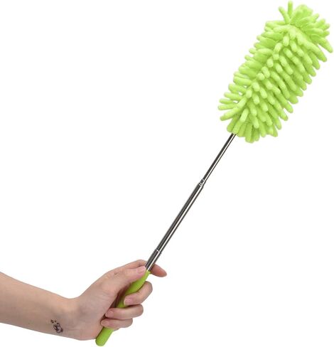 Microfiber Duster with Extension Pole, Stainless Steel Handheld Telescopic Duster Ceiling Fan Cleaner Duster for Blinds Fan Desk Ceiling Cabinet Cupboard Cleaning in Saudi Arabia