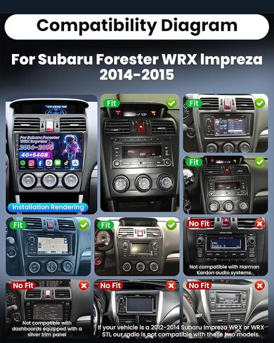 4G+64GB Car Radio for Subaru Forester 2014 2015 Subaru WRX Impreza 2012-2014: 9inch HD IPS Touchscreen Replacement CarPlay&Android Auto GPS 5GWiFi Head Unit Bluetooth5.0 SWC Backup Camera FM DSP in Kuwait