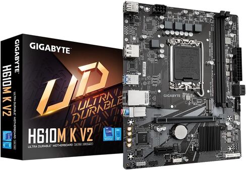 GIGABYTE H610M K V2 Motherboard - Intel Core 14th CPUs, up to 5600MHz DDR5, 1xPCIe 3.0 M.2, 1GbE LAN, USB 3.2 Gen 1 in Saudi Arabia