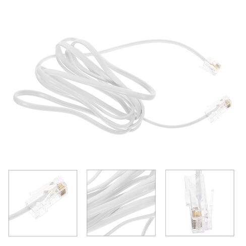 2pcs Rj11 to Rj45 Adapter Cable Telephone Plug Converter 4-Core White 1.7Cm Connector for Landline Phone Extension and Ethernet Connection in Saudi Arabia