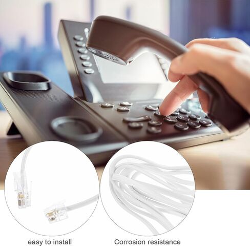 2pcs Rj11 to Rj45 Adapter Cable Telephone Plug Converter 4-Core White 1.7Cm Connector for Landline Phone Extension and Ethernet Connection in Saudi Arabia