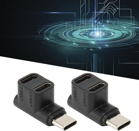 90 Degree USB C 3.1 Adapter, 1 to 2 Dual Female Ports 10Gbps Type C Male to USB Connector with 4K 60Hz Video Transfer in Saudi Arabia