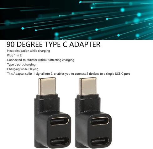 90 Degree USB C 3.1 Adapter, 1 to 2 Dual Female Ports 10Gbps Type C Male to USB Connector with 4K 60Hz Video Transfer in Saudi Arabia