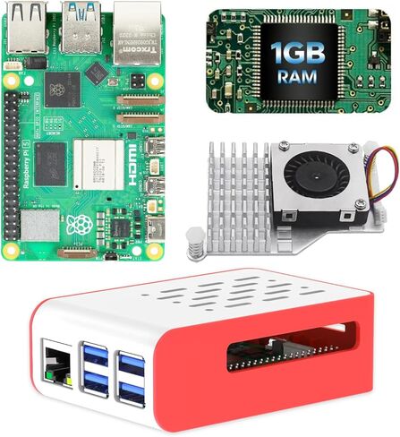 مجموعة iRasptek الأساسية لـ Raspberry Pi 5 RAM 1GB مع حافظة Pi5 ومبرد نشط in Kuwait
