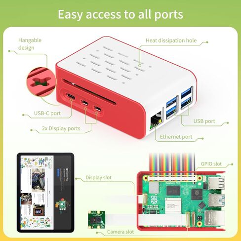 مجموعة iRasptek الأساسية لـ Raspberry Pi 5 RAM 1GB مع حافظة Pi5 ومبرد نشط in Kuwait