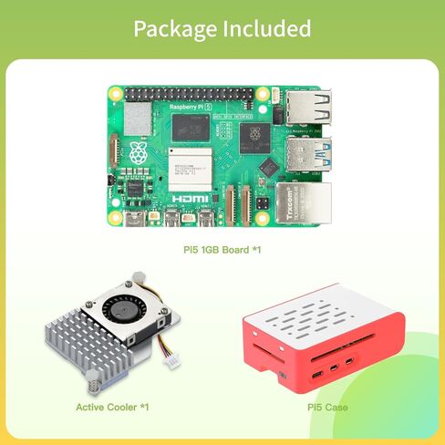 مجموعة iRasptek الأساسية لـ Raspberry Pi 5 RAM 1GB مع حافظة Pi5 ومبرد نشط in Kuwait