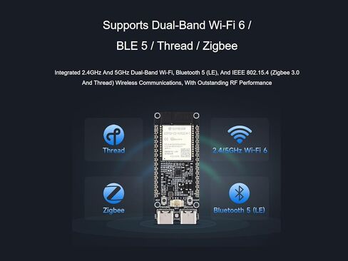 Waveshare ESP32-C5 5 جيجا هرتز/2.4 جيجا هرتز ثنائي النطاق Wi-Fi 6 Dev Board، استنادًا إلى وحدة ESP32-C5-WROOM-1، معالج RISC-V بسرعة 240 ميجا هرتز، يدمج بروتوكولات BLE 5/Zigbee/Thread، فلاش 16 ميجابايت، ذاكرة PSRAM 8 ميجابايت (مع رأس الدبوس) in Kuwait