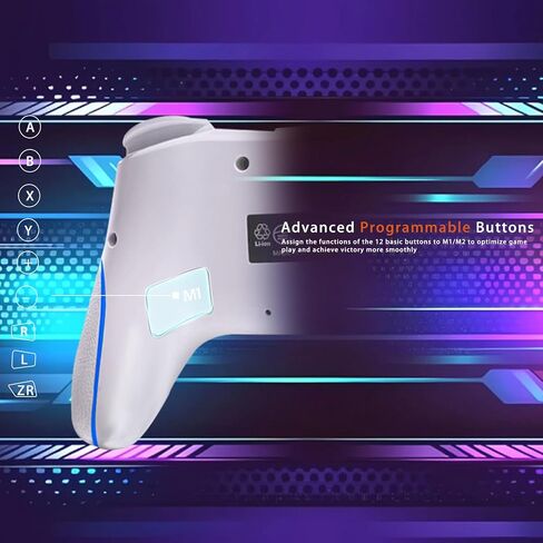وحدات تحكم AURITHYX Switch Pro متوافقة مع Nintendo Switch/Lite/OLED/PC، لوحة ألعاب مع اهتزاز مزدوج/محور جيروسكوبي/Turbo/قابلة للبرمجة/إضاءة RGB (بيج) in Kuwait
