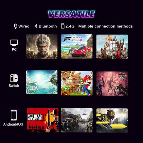 وحدات تحكم AURITHYX Switch Pro متوافقة مع Nintendo Switch/Lite/OLED/PC، لوحة ألعاب مع اهتزاز مزدوج/محور جيروسكوبي/Turbo/قابلة للبرمجة/إضاءة RGB (بيج) in Kuwait