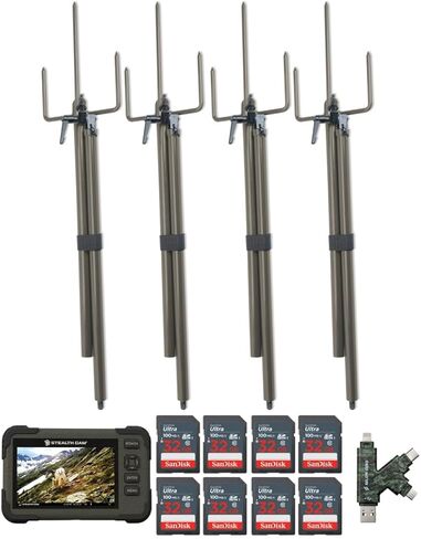 Stealth Cam SD Card Reader and Viewer with 4.3-Inch LCD Touchscreen and Touch Detection (4-Pack) Bundle with Trail Camera Mount Stick (4-Pack), 32GB Memory Card (8-Pack), and Card Reader (17 Items) in Saudi Arabia