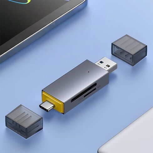 قارئ بطاقة SD، محول بطاقة USB C عالي السرعة إلى Micro SD، فتحات USB 3.0 مزدوجة لسلسلة iPhone 16/15، MacBook، iPad، الكمبيوتر المحمول، رمادي in Saudi Arabia